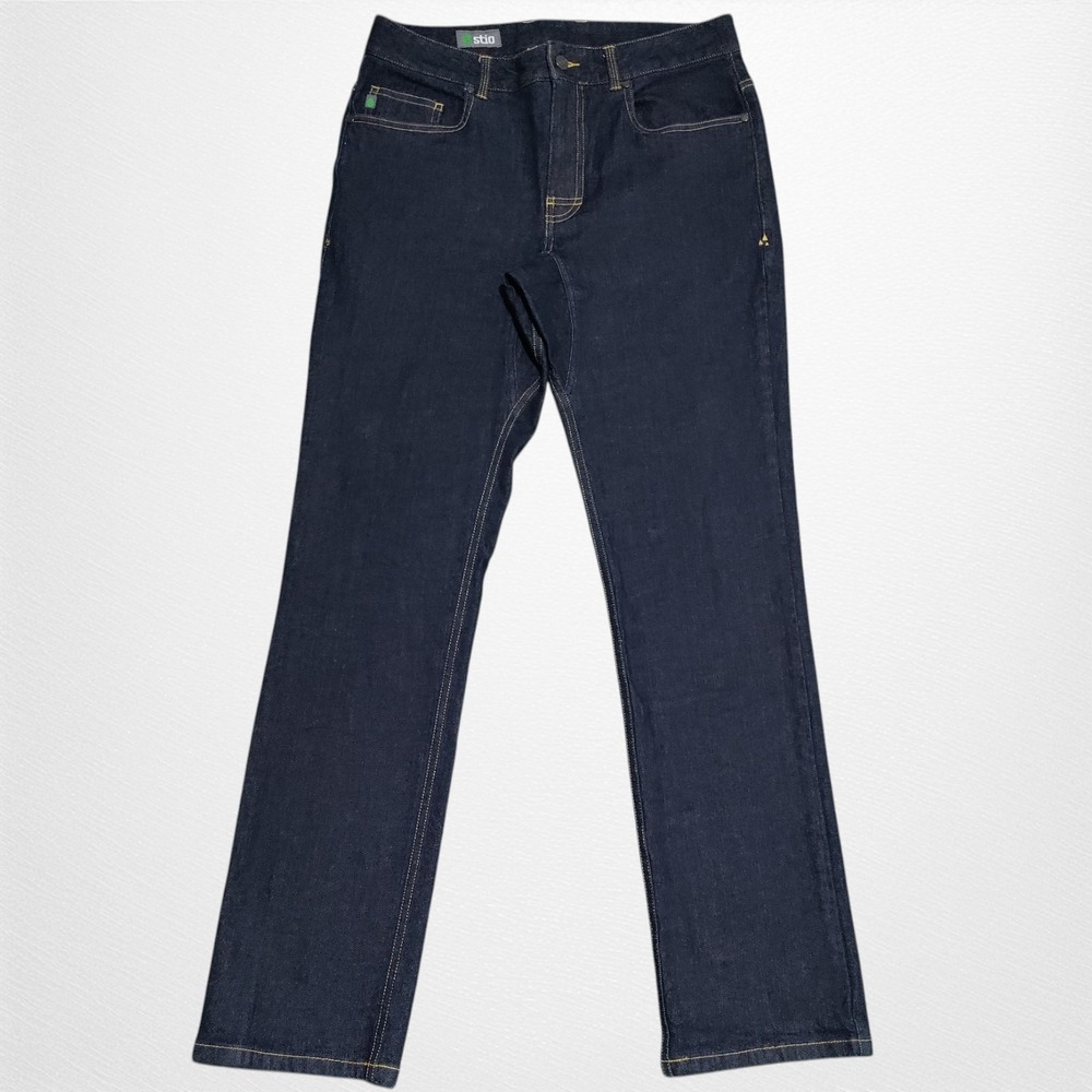 Stio Rivet Jeans Mens 32 Reg Dark Wash Blue Organic Cotton Slim Straight Gusset